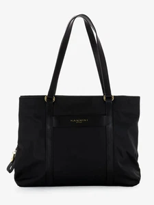 NANNINI BORSA DONNA SHOPPING A TRE SCOMPARTI IN NYLON E PELLE NERO 17376 - Foto 1 di 5