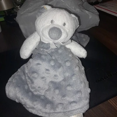 Mantas y más allá Lovey Manta de seguridad Gris Minky Dot Blanco Oso Vellón Foto 1 de 2