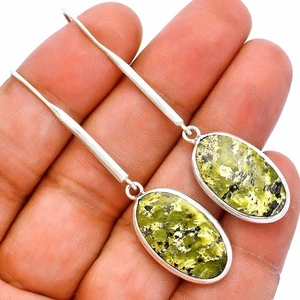 Natural Serpentine 925 Sterling Silver Earrings Jewelry E-1076 - Picture 1 of 5