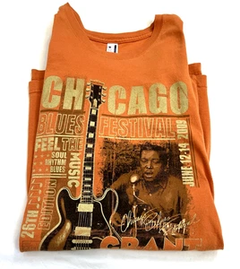 Camiseta del Festival de Blues de Chicago 2009 GRANDES Bandas Naranja Listadas 2 Caras Edición 26 - Imagen 1 de 18