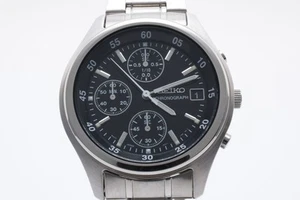 "NEW BATT" 【TOP MINT】 SEIKO V657-7100 Chronograph Black Dial Quartz Men's Japan - Picture 1 of 15