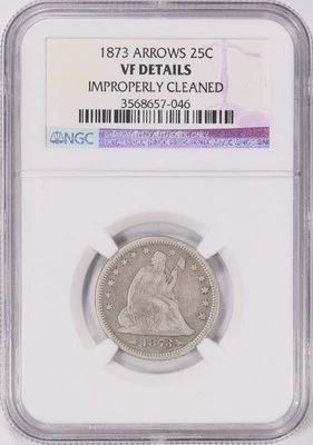 1873 Seated Liberty Quarter Arrows NGC VF - Image 1 of 3