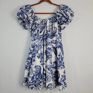 Abercrombie & Fitch Blumen Puffärmel Mini Babydoll Kleid Gr. MP blau milkmaid - Bild 1 von 11