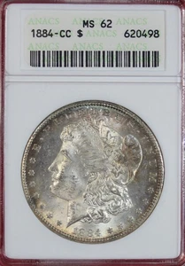 1884-CC MORGAN DOLLAR ANACS MS62  *OLD SOAPBOX SLAB* - Picture 1 of 4