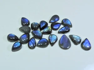11X11-12X17MM Natural Blue Labradorite pear Cabochon Gemstone 19Pcs Lot - Picture 1 of 9