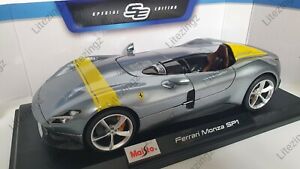 MAISTO 1:18 Scale Diecast Model Car Ferrari Monza SP1 in Silver