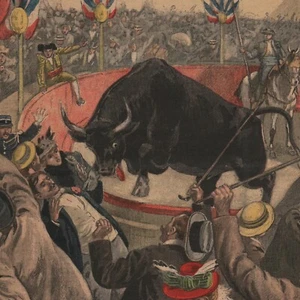 Corrida tragique aux environs de Paris - Gravure de presse 1899 - Imagen 1 de 2