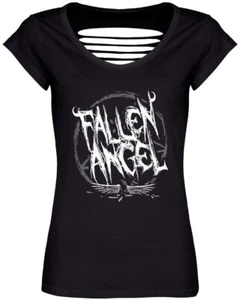 Fallen Angel - Ladies Razor Back T-Shirt, Gothic Unholy Lucifer, Satan Pentagram - Picture 1 of 4