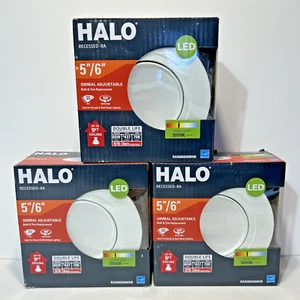 Lot Of 3 - Halo Integrated LED 5"/6" 3000k Adjustable Gimbal Recessed Lights - Picture 1 of 6