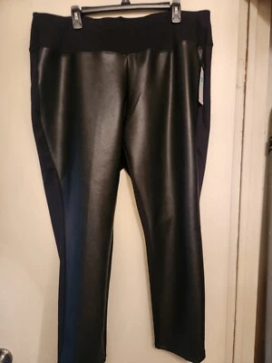 Worthington Womans Black Plus Size Capri New with Tags 2x Part Imitation Leather - Image 1 of 4