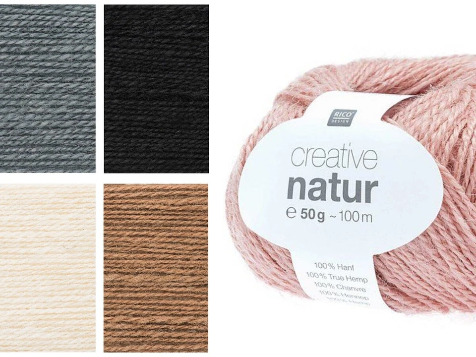 RICO CREATIVE NATUR Garn 100% Hanf für Home Deko Taschen Hygge 50g (Farbauswahl) - Bild 1 von 3