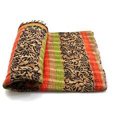 Vintage Kantha Quilt Indian Handmade Cotton Bedspread Authentic Blanket Throw
