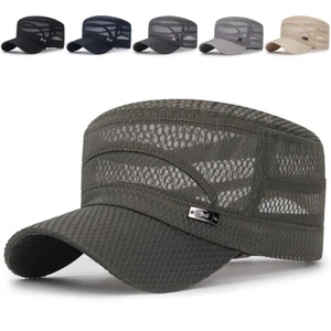 Sommer Herren Mesh Flat Cap Army Hat Cadet Castro Military Patrol Baseball ≌ - Picture 1 of 19