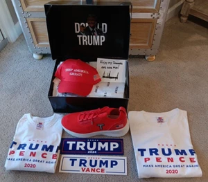 Donald Trump 45 T-Red Wave Shoes Sneakers New in box Size M11/W12.5 US Flag - Picture 1 of 21