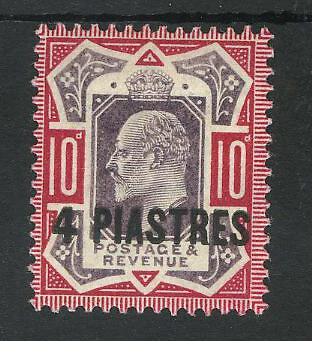 M5996 British Levant 1902 SG10a - 4pi on 10d purple/carmine NO CROSS ON CROWN Cover