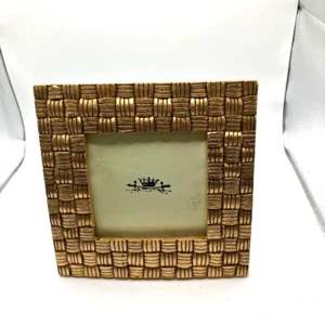 Marco de fotos tejido tono dorado resina sostiene 8 cm x 8 cm independiente decorativo - Imagen 1 de 11