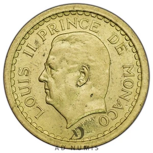 Monaco 2 francs 1943 Louis II SUP Cupro-Aluminium pièce de monnaie monégasque - Imagen 1 de 2