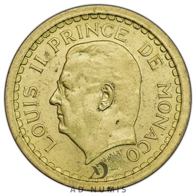 Monaco 2 francs 1943 Louis II SUP Cupro-Aluminium pièce de monnaie monégasque - Photo 1/2