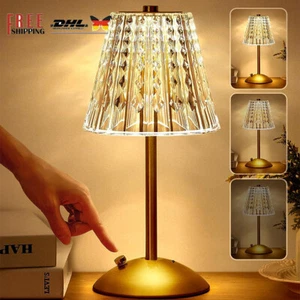 LED Kristall Tischlampe Kabellos Akku Tischleuchte Dimmbar Touch Nachttischlampe - Bild 1 von 17