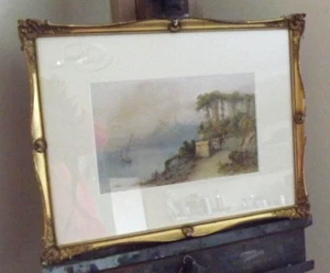19thC Antique Watercolour Painting Framed Lake Como Italy Signed J Wilson - Picture 1 of 7