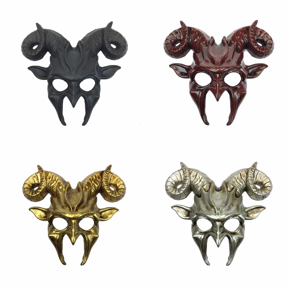 GOAT RAM ARIES SHEEP KRAMPUS STEAMPUNK COSTUME MASK HORNS DEMON DEVIL GARGOYLE - Image 1 of 1