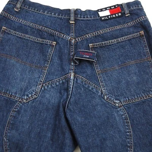 Vtg Tommy Hilfiger Baggy Jeans Mens 36x32 Strap Flag 90's Y2K Skater Hip Hop OG - Picture 1 of 9