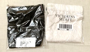 Set of 2 Victoria Secret Satin Pajama PJ Bottom White Black Boxer Short Sleep L - Picture 1 of 4