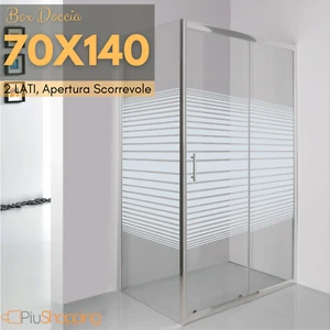 BOX DOCCIA RETTANGOLARE IN CRISTALLO CM 70X140 CABINA BAGNO ANGOLARE 2 LATI - Imagen 1 de 6