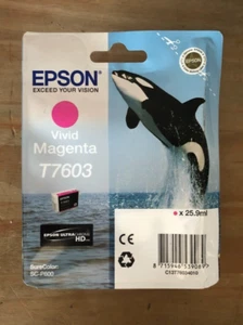 Genuine EPSON T7603 Ink - VIVID MAGENTA / SURECOLOR SC-P600 (INC VAT) BOXED 2022 - Afbeelding 1 van 1
