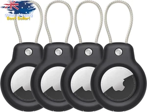 4-Pack Airtag Secure Holder w/ Wire Cable Keychain Luggage Tag for Keys & More - Picture 1 of 12