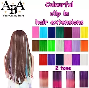 Clip-in Hair Extensions, great colours, fluro colour Bright Coloured - Picture 1 of 2