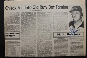 Jim Spencer (d.2002) White Sox Rangers Signed 1976 Newspaper Sporting Autograph - Picture 1 of 3