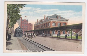 HAGERSTOWN MD VISTA DE LA ESTACIÓN DE TREN USADA 1915 - Imagen 1 de 2