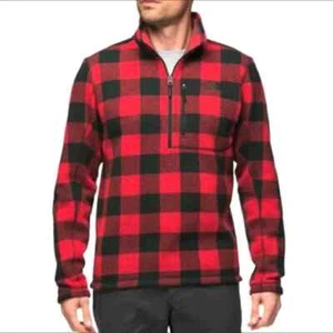 The North Face Large Red Black Buffalo Plaid 1/4 Zip LongSleeve Fleece Shirt - Bild 1 von 11