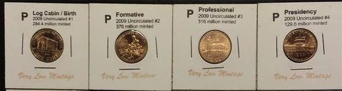 Complete 4 Piece Set Lincoln 2009 Cent Penny P Mint, Uncirculated Limited !! Cover