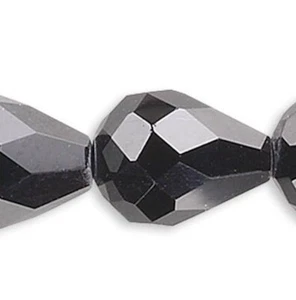 1 Strand Black 8x6mm Teardrop 56 Facets Crystal Beads with 1.4-1.5mm Hole * - Picture 1 of 2