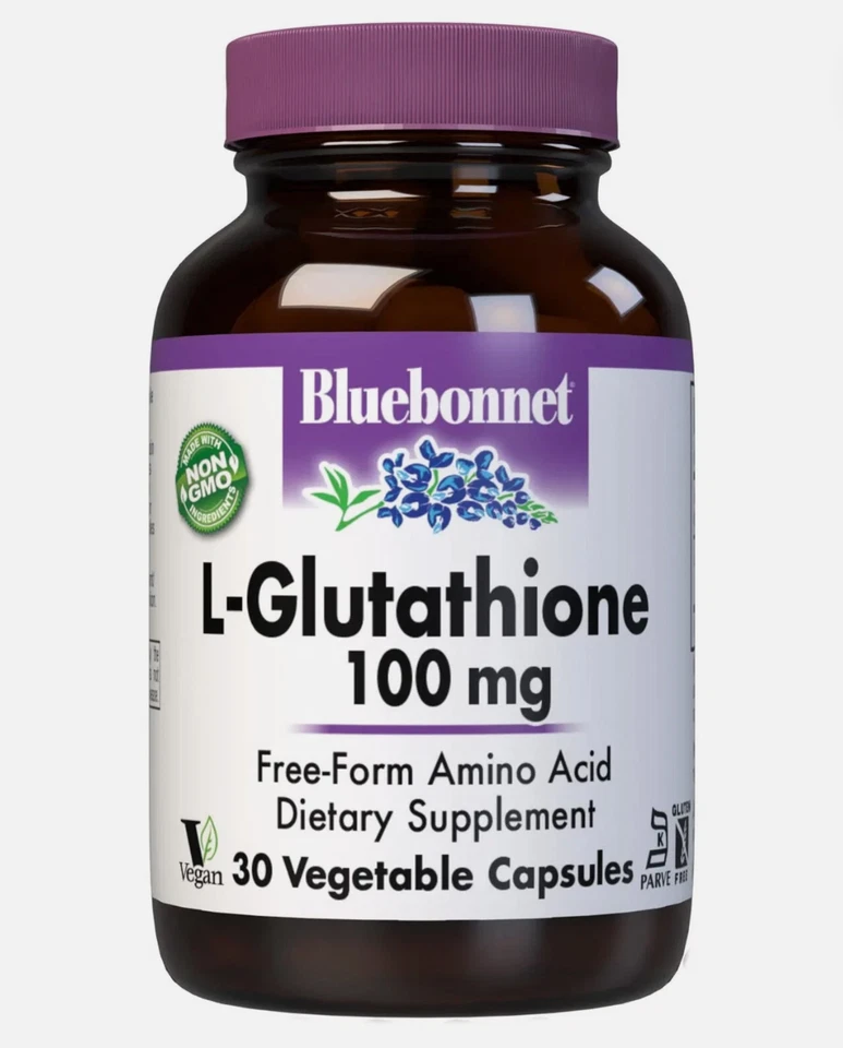 Bluebonnet L-Glutathione 100 Mg 30 Vegetable Capsules,  Liver Health exp. 07/26 - Image 1 of 1