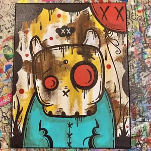 Ghostgrl Graffiti Art ORIGINAL Street Modern Skull Pop 10x8 PAINTING USA Canvas - Picture 1 of 9