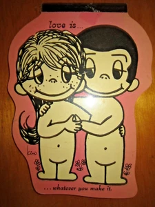 Vintage Liebe ist... Cartoon Schreibtablett Form-Let Nr. 1102 rosa & weiße Blätter - Bild 1 von 10