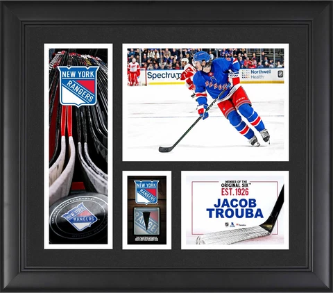 Jacob Trouba NY Rangers Framed 15" x 17" Player Collage with a Piece of GU Puck Cover