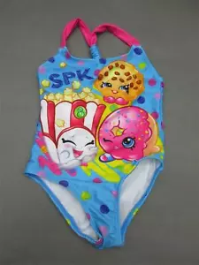 SHOPKINS SIZE XS (3-4) GIRLS BLUE/MULTICOLORED ONE PIECE SWIMSUIT 2F - Picture 1 of 5