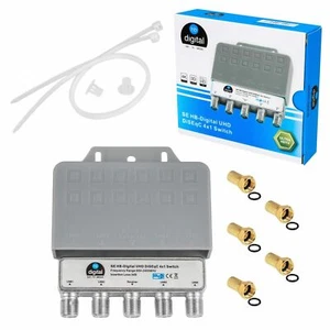 DiSEqC Schalter mit WSG HB-DIGITAL 4/1 switsch SAT Umschalter LNB 4K + F-Stecker - Bild 1 von 6