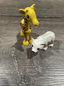 Lego Duplo Zoo Animals Giraffe 528J1 Polar Bear 229J1 Lot - Picture 1 of 7
