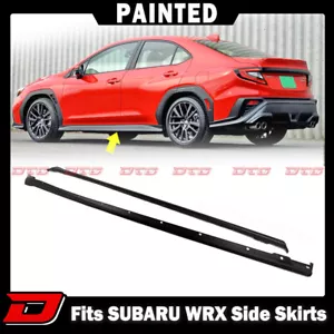 2022up Side Skirt Extension BodyKit Fit Subaru WRX STI 5th Sedan Painted Black - Picture 1 of 4
