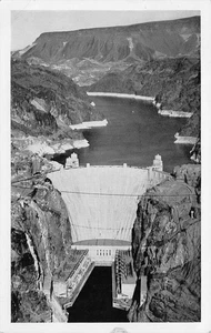 Vintage Hoover Dam Downstream Face Black & White Postkarte 1954 - Bild 1 von 2