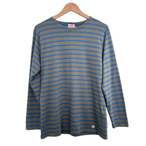 Armor Lux Breton T-Shirt Size M Khaki Blue Mariner Shirt Long Sleeve Cotton - Picture 1 of 8