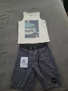 Boys Size 7 2 Piece RVCA Swim Trunks And Hurley Tank Top. - Picture 1 of 7