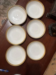 Set Of 6 Charles Ahrenfeldt Limoges France Gold Encrusted Rim Berry Bowls 5” - Picture 1 of 9