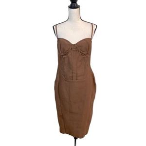 NWT Pretty Little Thing Plus Chocolate Brown Corset Bodycon Dress Size Large - Bild 1 von 9