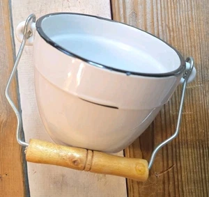 Weidenkeramik weiß Emaille Optik Keramiktopf mit drehbarem oberen Griff  - Bild 1 von 5